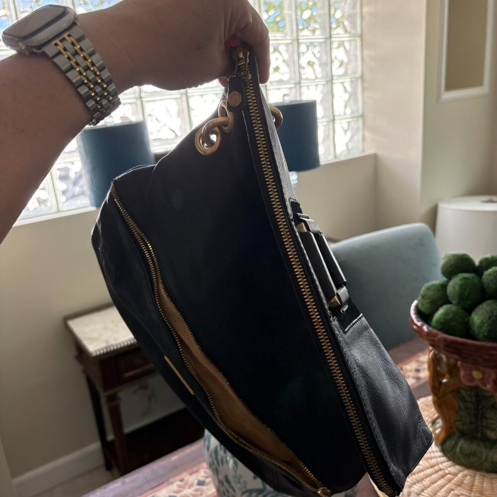 Jimmy Choo Black Leather Mave Foldover Clutch Carry Bag Authentic - Picture 12 of 17